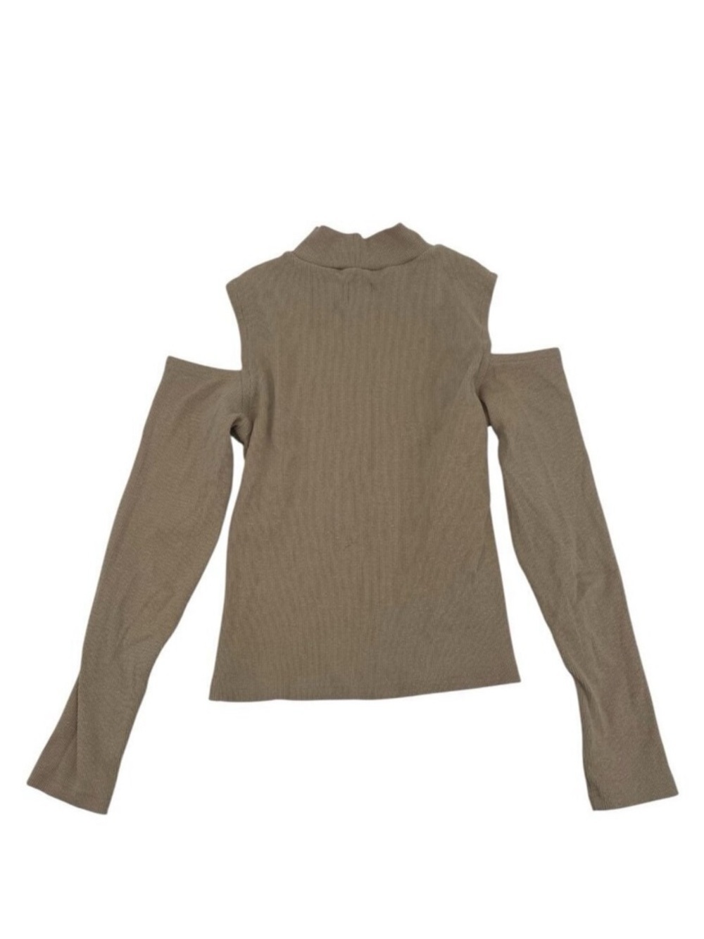 Gap Mockneck Rib Cropped Cold Shoulder Top Khaki Size M Petite